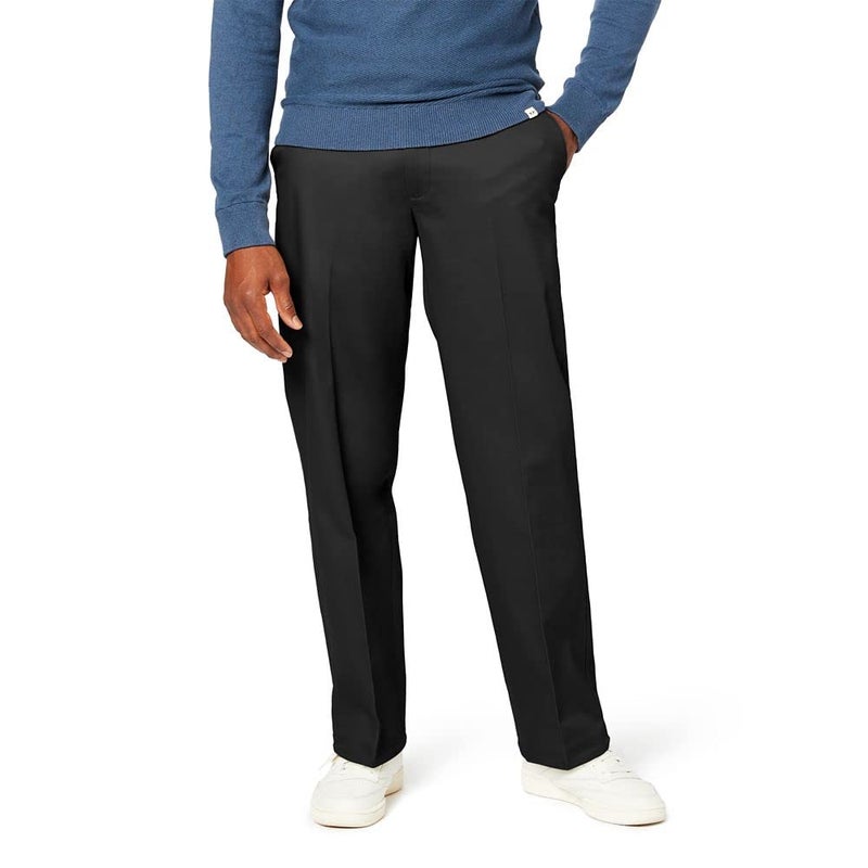 DockersÂ® Men's Relaxed Fit Signature Khaki Lux Cotton Stretch Pants, Black, 42W x 30L - Image 1